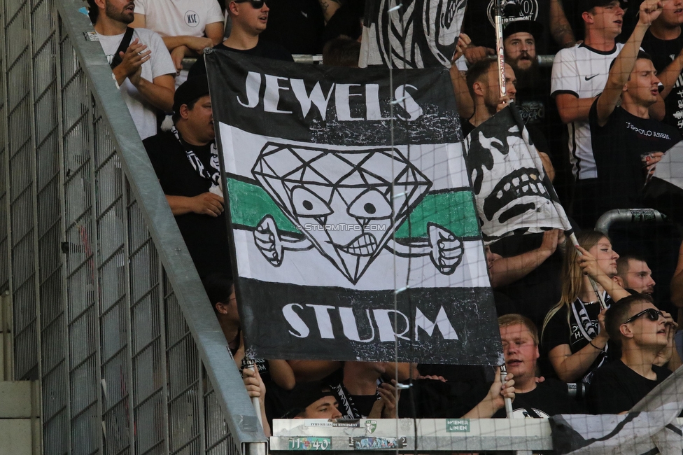 Altach - Sturm Graz
Oesterreichische Fussball Bundesliga, 6. Runde, SCR Altach - SK Sturm Graz, Stadion Schnabelholz Altach, 02.09.2023. 

Foto zeigt Fans von Sturm
