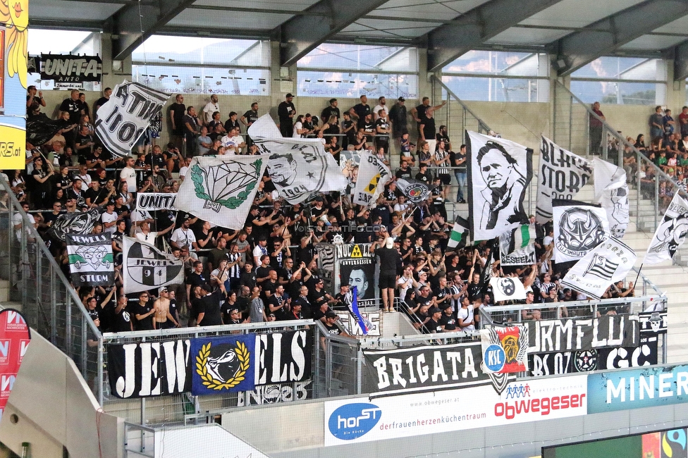 Altach - Sturm Graz
Oesterreichische Fussball Bundesliga, 6. Runde, SCR Altach - SK Sturm Graz, Stadion Schnabelholz Altach, 02.09.2023. 

Foto zeigt Fans von Sturm
