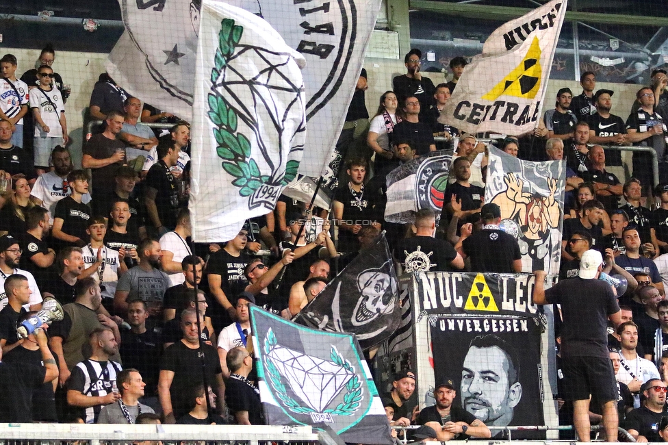 Altach - Sturm Graz
Oesterreichische Fussball Bundesliga, 6. Runde, SCR Altach - SK Sturm Graz, Stadion Schnabelholz Altach, 02.09.2023. 

Foto zeigt Fans von Sturm
