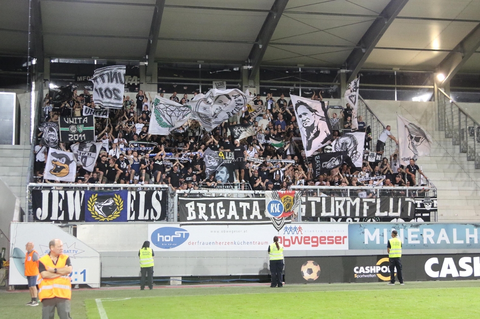 Altach - Sturm Graz
Oesterreichische Fussball Bundesliga, 6. Runde, SCR Altach - SK Sturm Graz, Stadion Schnabelholz Altach, 02.09.2023. 

Foto zeigt Fans von Sturm
Schlüsselwörter: schals