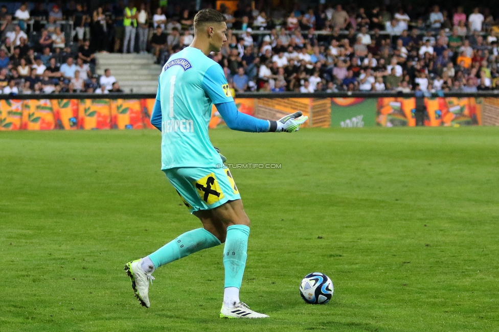 Altach - Sturm Graz
Oesterreichische Fussball Bundesliga, 6. Runde, SCR Altach - SK Sturm Graz, Stadion Schnabelholz Altach, 02.09.2023. 

Foto zeigt Kjell Scherpen (Sturm)
