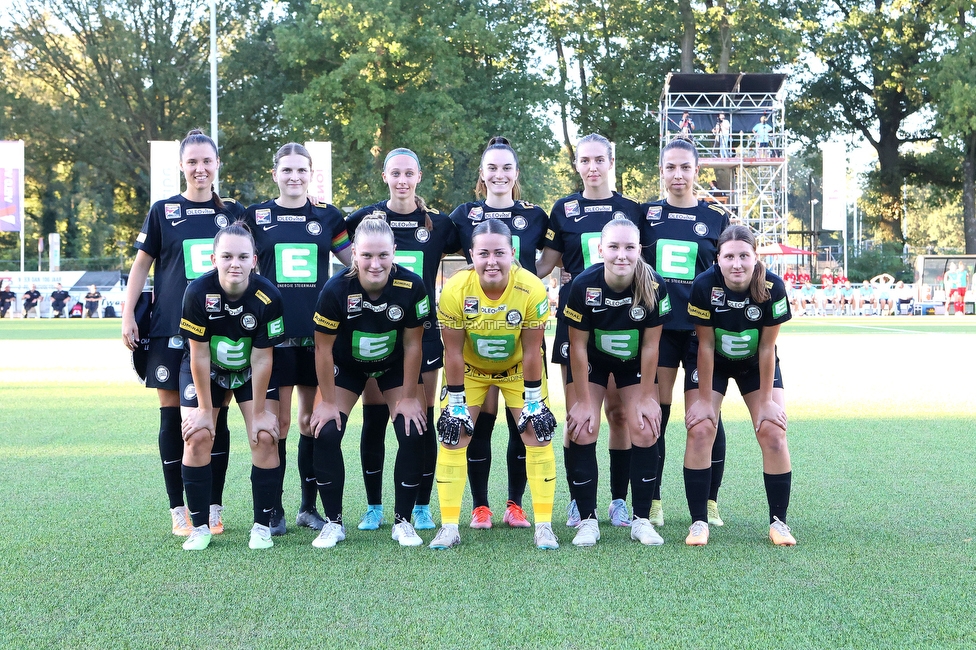 Twente Vrouwen - Sturm Damen
UEFA Champions League Qualifikation, 1. Runde, FC Twente Enschede Vrouwen - SK Sturm Graz Damen, Stadion Schreuserve Enschede, 06.09.2023. 

Foto zeigt die Mannschaft der Sturm Damen
