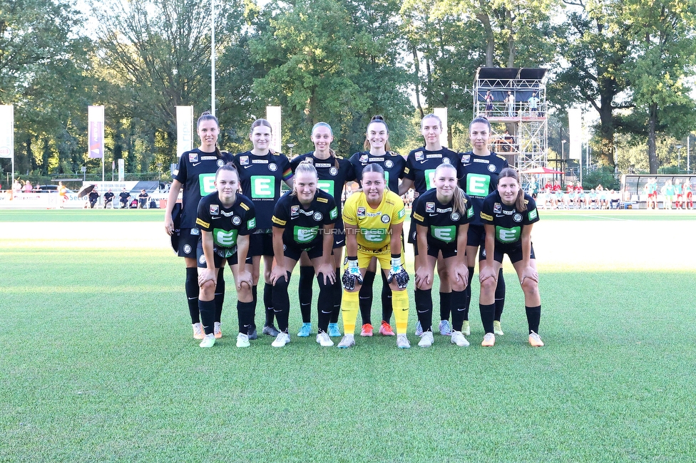 Twente Vrouwen - Sturm Damen
UEFA Champions League Qualifikation, 1. Runde, FC Twente Enschede Vrouwen - SK Sturm Graz Damen, Stadion Schreuserve Enschede, 06.09.2023. 

Foto zeigt die Mannschaft der Sturm Damen
