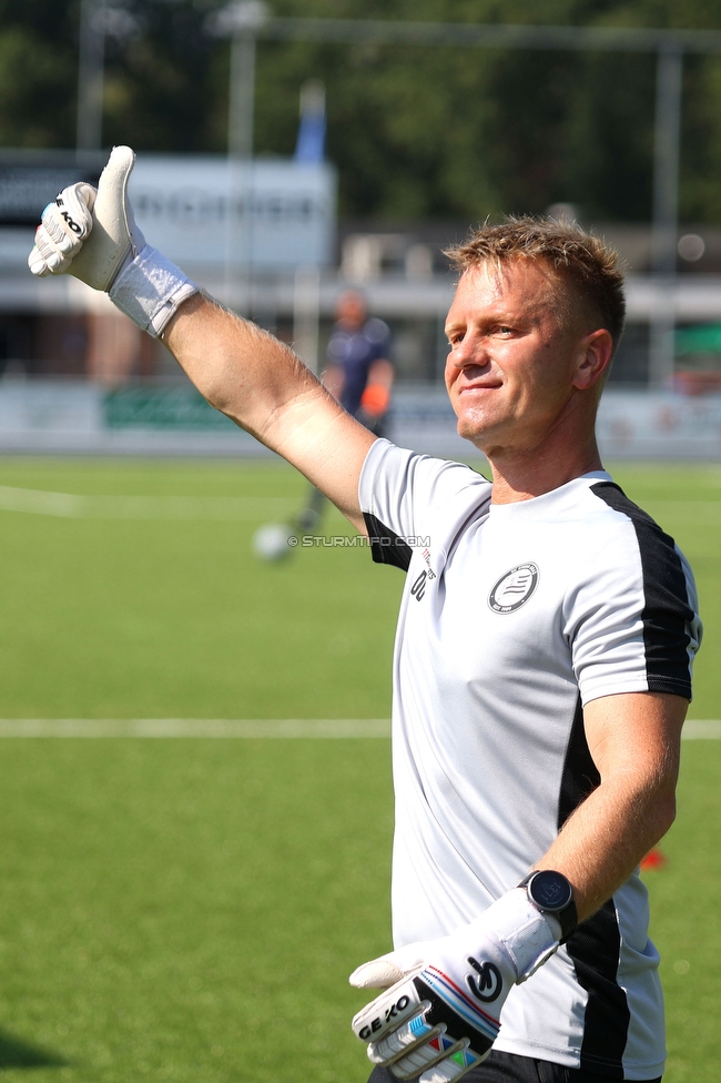 Sturm Damen - UMF Stjarnan
UEFA Champions League Qualifikation, 1. Runde, SK Sturm Graz Damen - UMF Stjarnan, Stadion Schreuserve Enschede, 09.09.2023. 

Foto zeigt Daniel Gutschi (Torwart-Trainer Sturm Damen)
