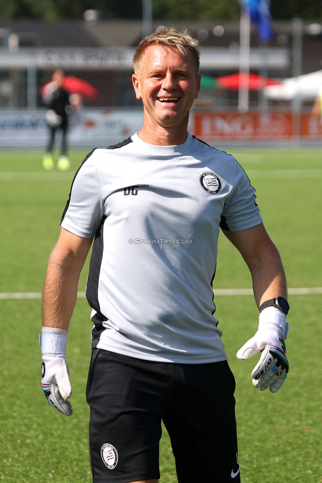 Sturm Damen - UMF Stjarnan
UEFA Champions League Qualifikation, 1. Runde, SK Sturm Graz Damen - UMF Stjarnan, Stadion Schreuserve Enschede, 09.09.2023. 

Foto zeigt Daniel Gutschi (Torwart-Trainer Sturm Damen)
