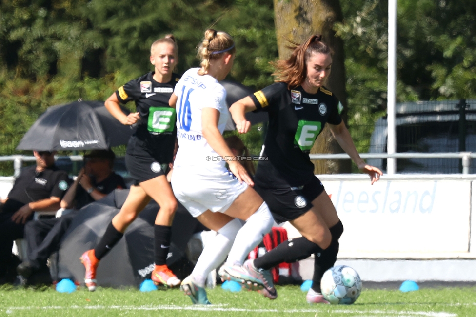 Sturm Damen - UMF Stjarnan
UEFA Champions League Qualifikation, 1. Runde, SK Sturm Graz Damen - UMF Stjarnan, Stadion Schreuserve Enschede, 09.09.2023. 

Foto zeigt Linda Mittermair (Sturm Damen)
