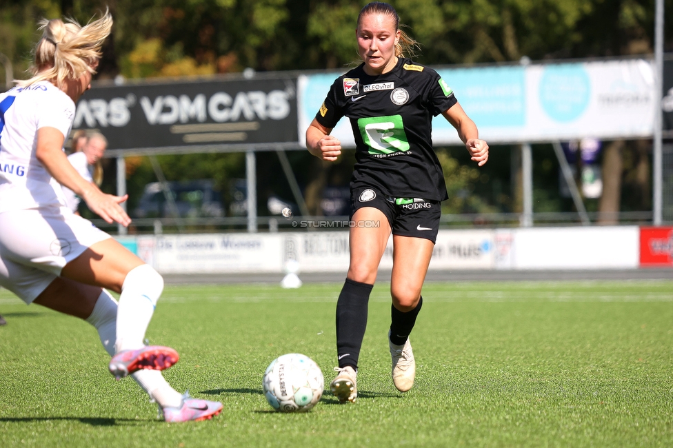 Sturm Damen - UMF Stjarnan
UEFA Champions League Qualifikation, 1. Runde, SK Sturm Graz Damen - UMF Stjarnan, Stadion Schreuserve Enschede, 09.09.2023. 

Foto zeigt Anna Wirnsberger (Sturm Damen)
