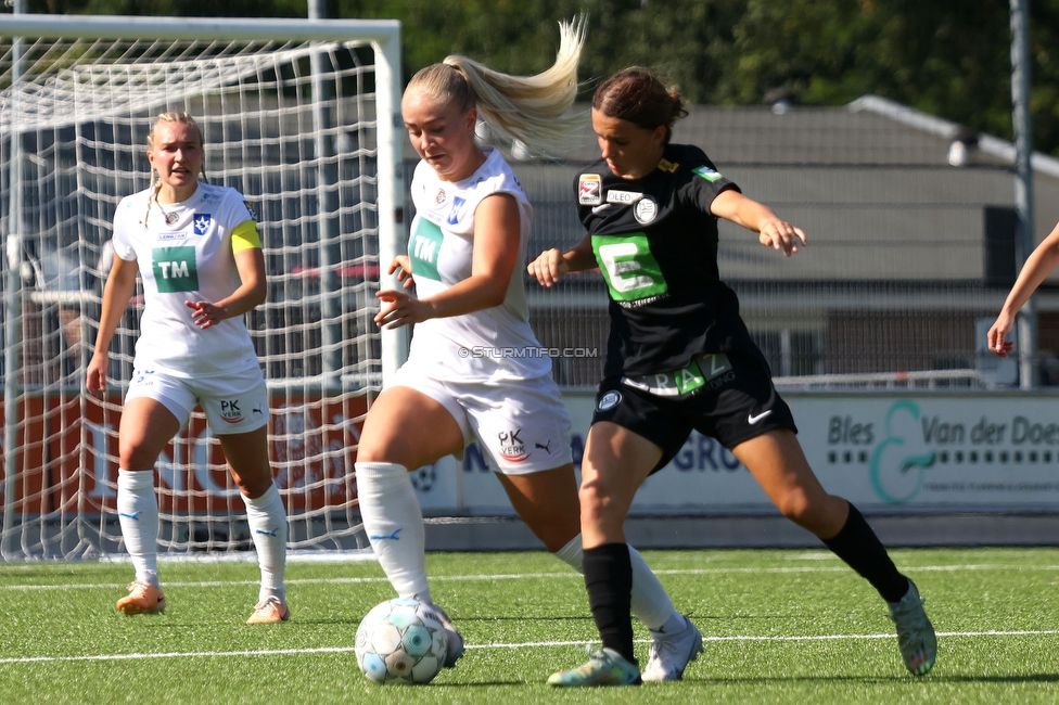 Sturm Damen - UMF Stjarnan
UEFA Champions League Qualifikation, 1. Runde, SK Sturm Graz Damen - UMF Stjarnan, Stadion Schreuserve Enschede, 09.09.2023. 

Foto zeigt Leonie Christin Tragl (Sturm Damen)
