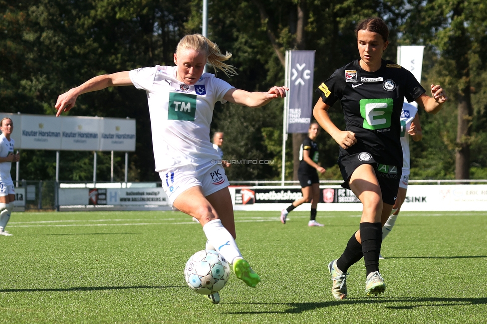 Sturm Damen - UMF Stjarnan
UEFA Champions League Qualifikation, 1. Runde, SK Sturm Graz Damen - UMF Stjarnan, Stadion Schreuserve Enschede, 09.09.2023. 

Foto zeigt Leonie Christin Tragl (Sturm Damen)
