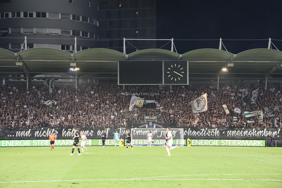 Sturm Graz - RB Salzburg
Oesterreichische Fussball Bundesliga, 7. Runde, SK Sturm Graz - FC RB Salzburg,  Stadion Liebenau Graz, 16.09.2023. 

Foto zeigt Fans von Sturm mit einer Choreografie
Schlüsselwörter: pyrotechnik bastion