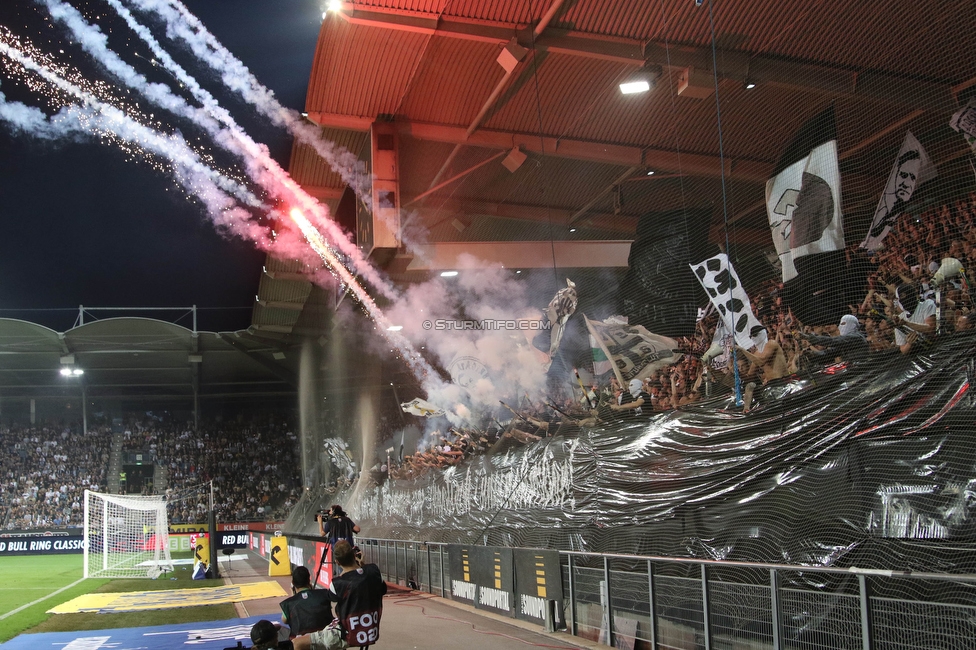 Sturm Graz - RB Salzburg
Oesterreichische Fussball Bundesliga, 7. Runde, SK Sturm Graz - FC RB Salzburg,  Stadion Liebenau Graz, 16.09.2023. 

Foto zeigt Fans von Sturm mit einer Choreografie
Schlüsselwörter: bastion pyrotechnik