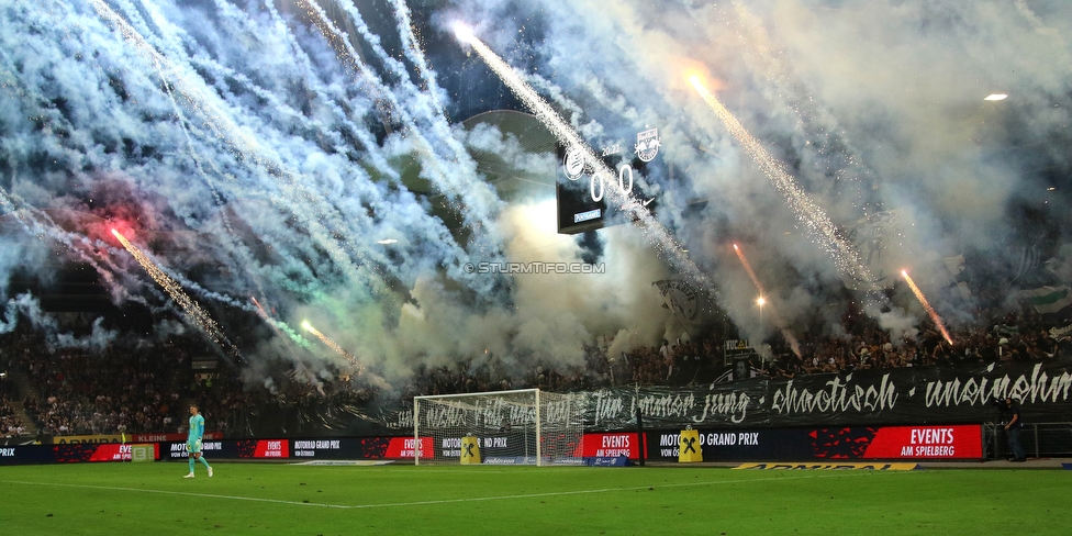 Sturm Graz - RB Salzburg
Oesterreichische Fussball Bundesliga, 7. Runde, SK Sturm Graz - FC RB Salzburg,  Stadion Liebenau Graz, 16.09.2023. 

Foto zeigt Fans von Sturm mit einer Choreografie
Schlüsselwörter: bastion pyrotechnik