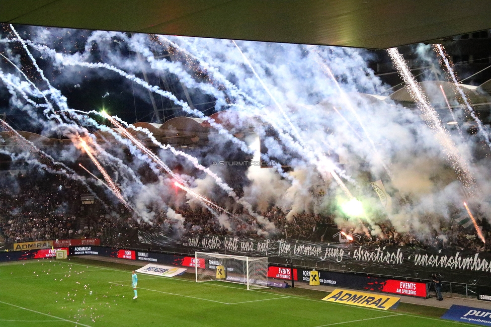 Sturm Graz - RB Salzburg
Oesterreichische Fussball Bundesliga, 7. Runde, SK Sturm Graz - FC RB Salzburg,  Stadion Liebenau Graz, 16.09.2023. 

Foto zeigt Fans von Sturm mit einer Choreografie
Schlüsselwörter: bastion pyrotechnik