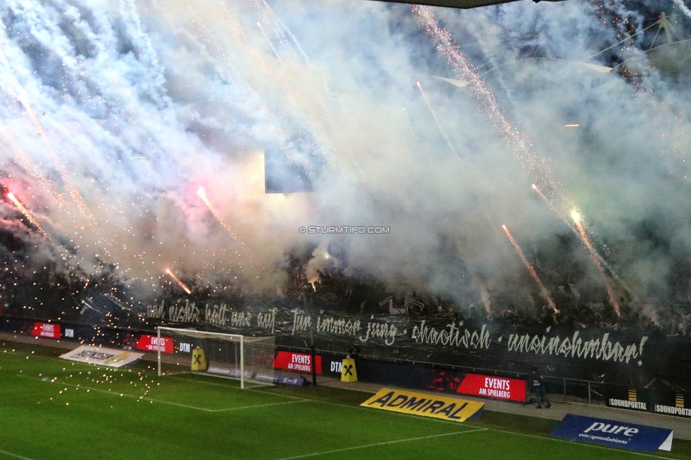 Sturm Graz - RB Salzburg
Oesterreichische Fussball Bundesliga, 7. Runde, SK Sturm Graz - FC RB Salzburg,  Stadion Liebenau Graz, 16.09.2023. 

Foto zeigt Fans von Sturm mit einer Choreografie
Schlüsselwörter: bastion pyrotechnik