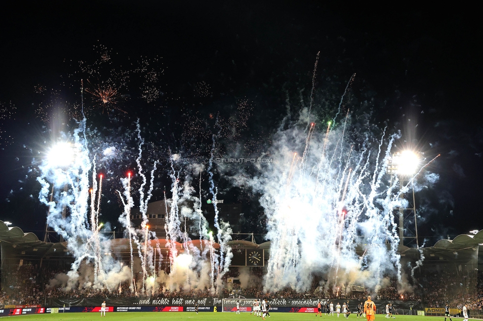 Sturm Graz - RB Salzburg
Oesterreichische Fussball Bundesliga, 7. Runde, SK Sturm Graz - FC RB Salzburg,  Stadion Liebenau Graz, 16.09.2023. 

Foto zeigt Fans von Sturm mit einer Choreografie
Schlüsselwörter: pyrotechnik bastion