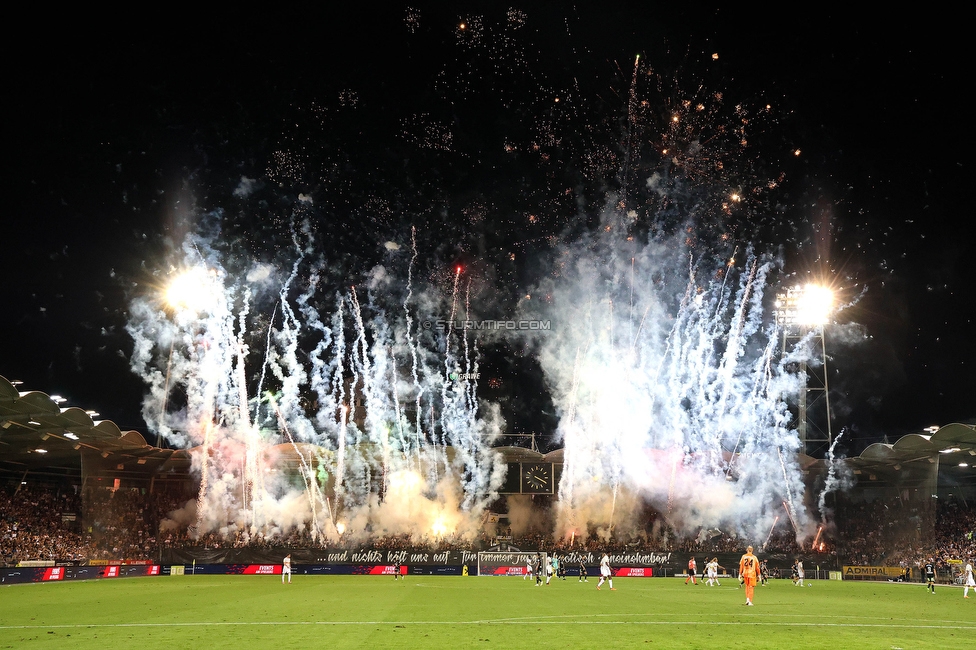 Sturm Graz - RB Salzburg
Oesterreichische Fussball Bundesliga, 7. Runde, SK Sturm Graz - FC RB Salzburg,  Stadion Liebenau Graz, 16.09.2023. 

Foto zeigt Fans von Sturm mit einer Choreografie
Schlüsselwörter: pyrotechnik bastion