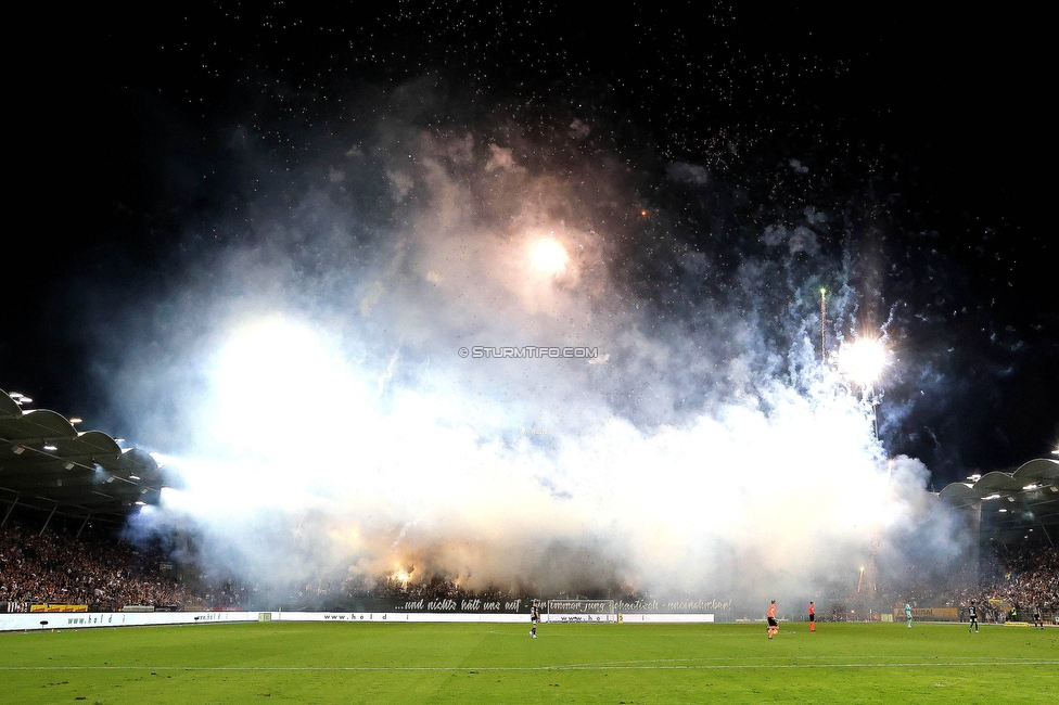 Sturm Graz - RB Salzburg
Oesterreichische Fussball Bundesliga, 7. Runde, SK Sturm Graz - FC RB Salzburg,  Stadion Liebenau Graz, 16.09.2023. 

Foto zeigt Fans von Sturm mit einer Choreografie
Schlüsselwörter: pyrotechnik bastion