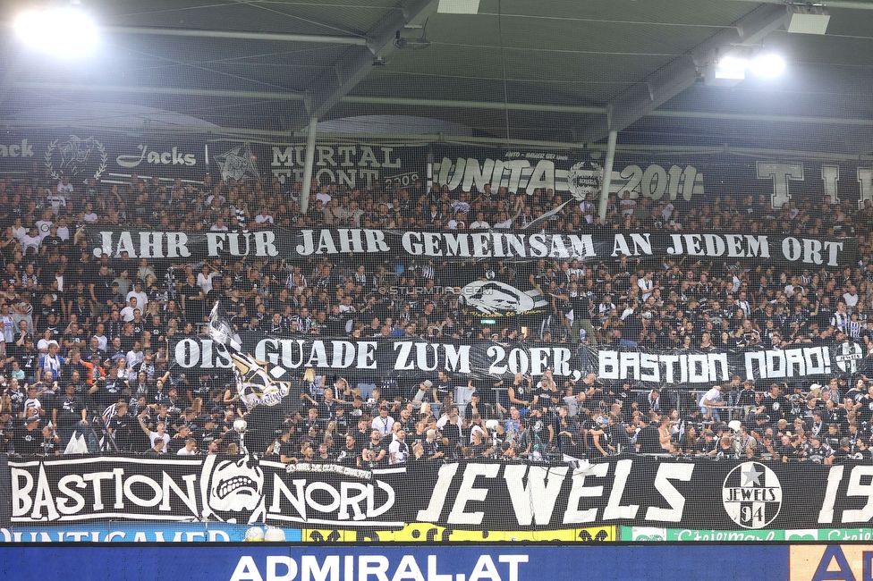 Sturm Graz - RB Salzburg
Oesterreichische Fussball Bundesliga, 7. Runde, SK Sturm Graz - FC RB Salzburg, Stadion Liebenau Graz, 16.09.2023. 

Foto zeigt Fans von Sturm mit einem Spruchband
