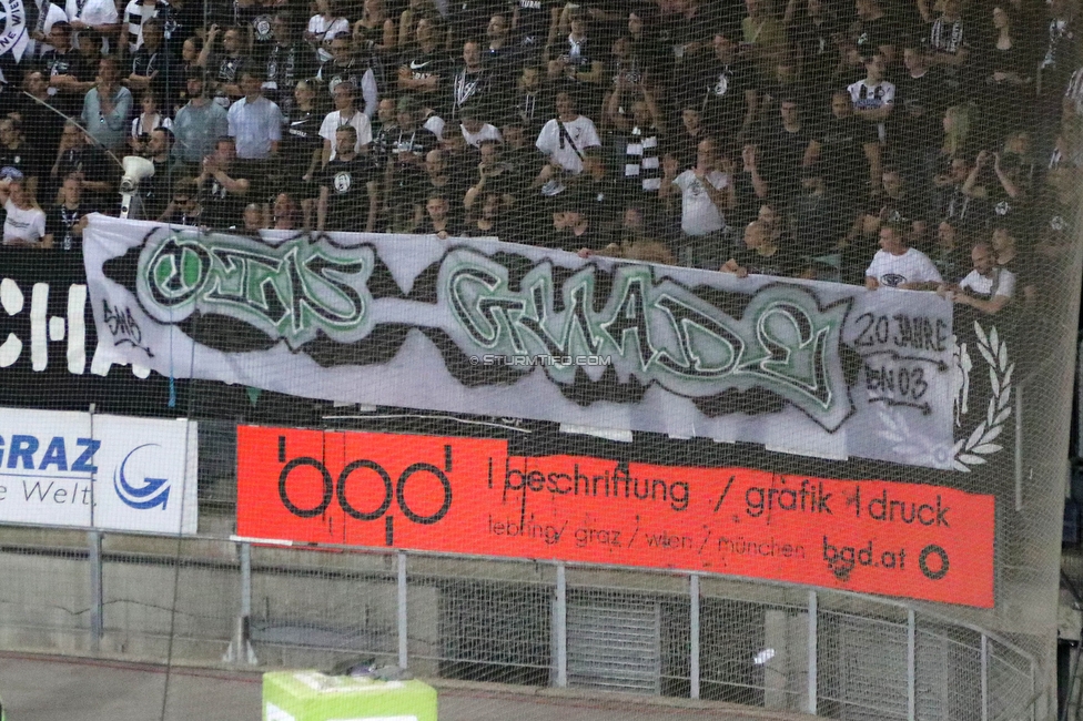 Sturm Graz - RB Salzburg
Oesterreichische Fussball Bundesliga, 7. Runde, SK Sturm Graz - FC RB Salzburg,  Stadion Liebenau Graz, 16.09.2023. 

Foto zeigt Fans von Sturm mit einem Spruchband
Schlüsselwörter: sws bastion