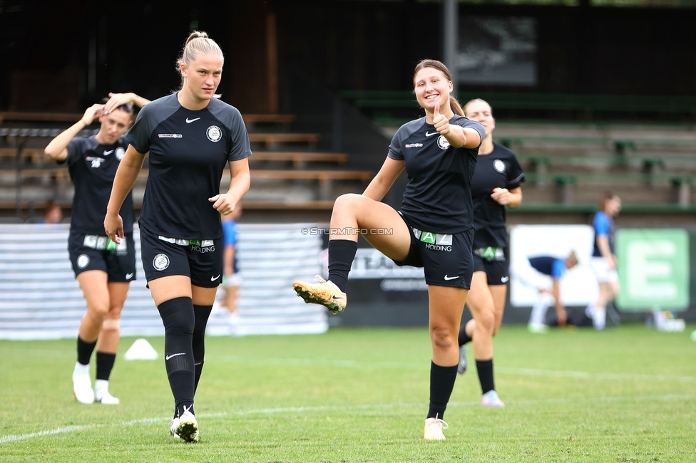 Sturm Damen - Austria Wien
OEFB Frauen Bundesliga, 3. Runde, SK Sturm Graz Damen - FK Austria Wien, Gruabn Graz, 16.09.2023. 

Foto zeigt Laura Lillholm-Petersen (Sturm Damen) und Tija Sostaric-Karic (Sturm Damen)
