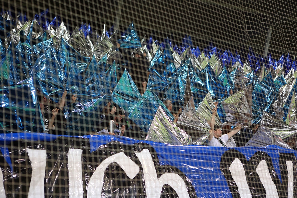 Sturm Graz - Sporting
UEFA Europa League Gruppenphase 1. Spieltag, SK Sturm Graz - Sporting Lissabon, Stadion Liebenau Graz, 21.09.2023. 

Foto zeigt Fans von Sturm mit einer Choreografie
