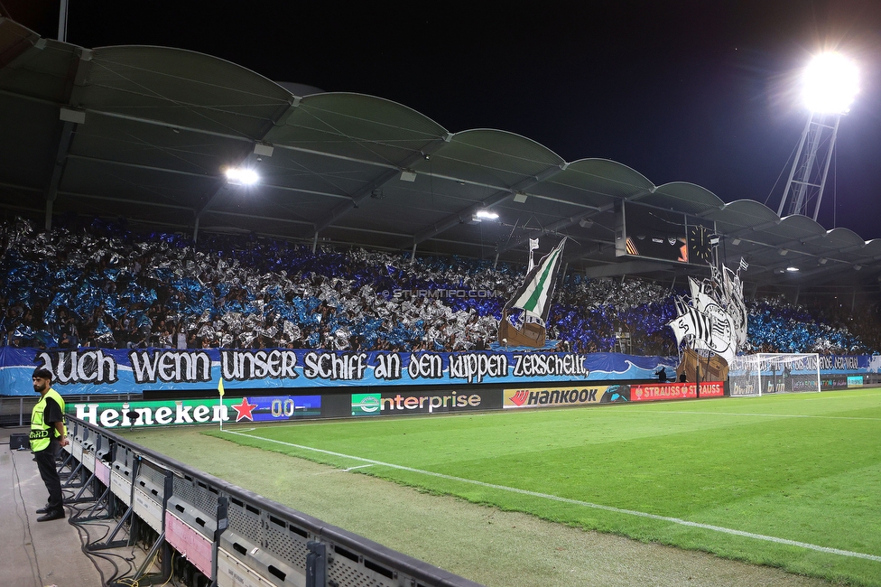 Sturm Graz - Sporting
UEFA Europa League Gruppenphase 1. Spieltag, SK Sturm Graz - Sporting Lissabon, Stadion Liebenau Graz, 21.09.2023. 

Foto zeigt Fans von Sturm mit einer Choreografie
