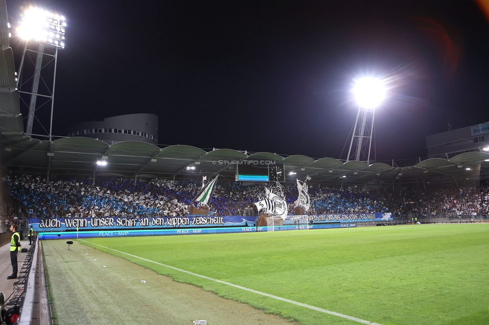 Sturm Graz - Sporting
UEFA Europa League Gruppenphase 1. Spieltag, SK Sturm Graz - Sporting Lissabon, Stadion Liebenau Graz, 21.09.2023. 

Foto zeigt Fans von Sturm mit einer Choreografie
