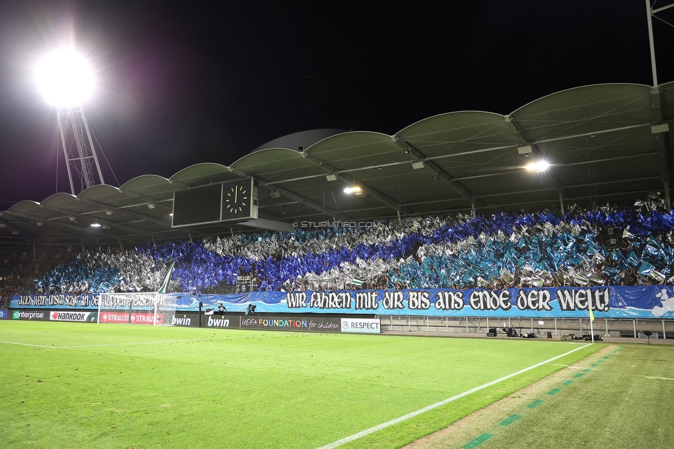 Sturm Graz - Sporting
UEFA Europa League Gruppenphase 1. Spieltag, SK Sturm Graz - Sporting Lissabon, Stadion Liebenau Graz, 21.09.2023. 

Foto zeigt Fans von Sturm mit einer Choreografie
