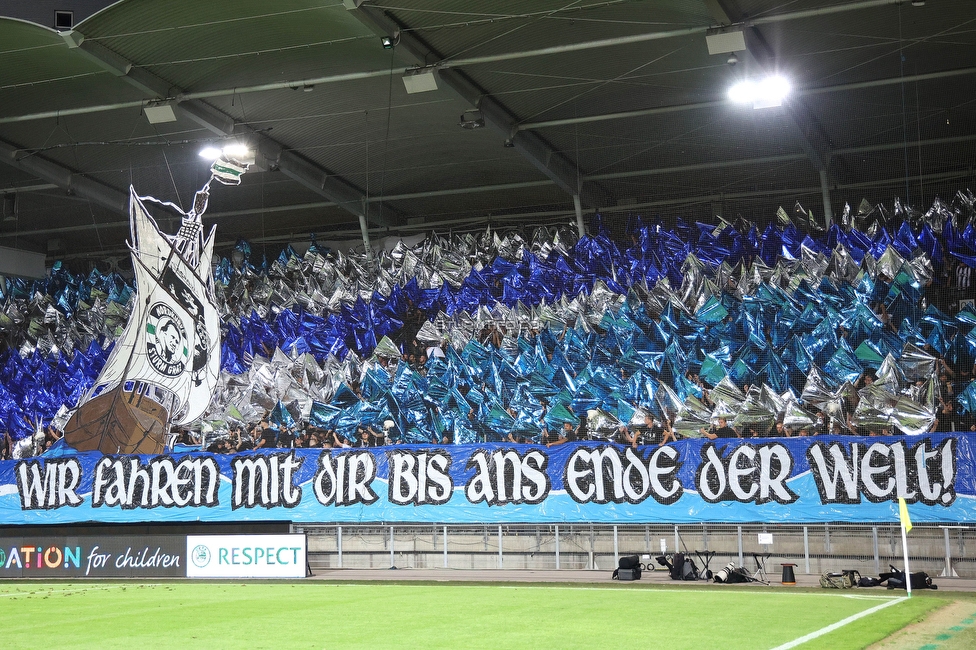 Sturm Graz - Sporting
UEFA Europa League Gruppenphase 1. Spieltag, SK Sturm Graz - Sporting Lissabon, Stadion Liebenau Graz, 21.09.2023. 

Foto zeigt Fans von Sturm mit einer Choreografie
