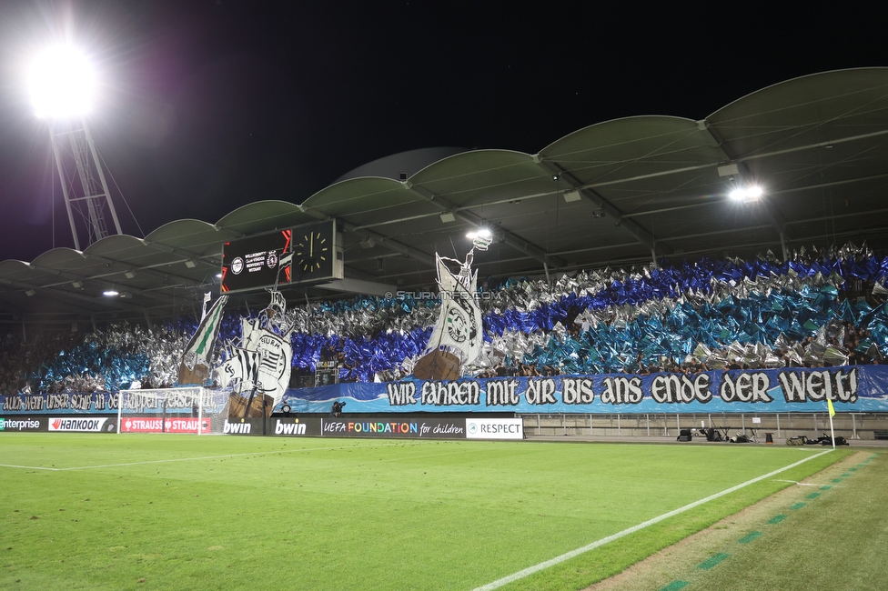 Sturm Graz - Sporting
UEFA Europa League Gruppenphase 1. Spieltag, SK Sturm Graz - Sporting Lissabon, Stadion Liebenau Graz, 21.09.2023. 

Foto zeigt Fans von Sturm mit einer Choreografie
