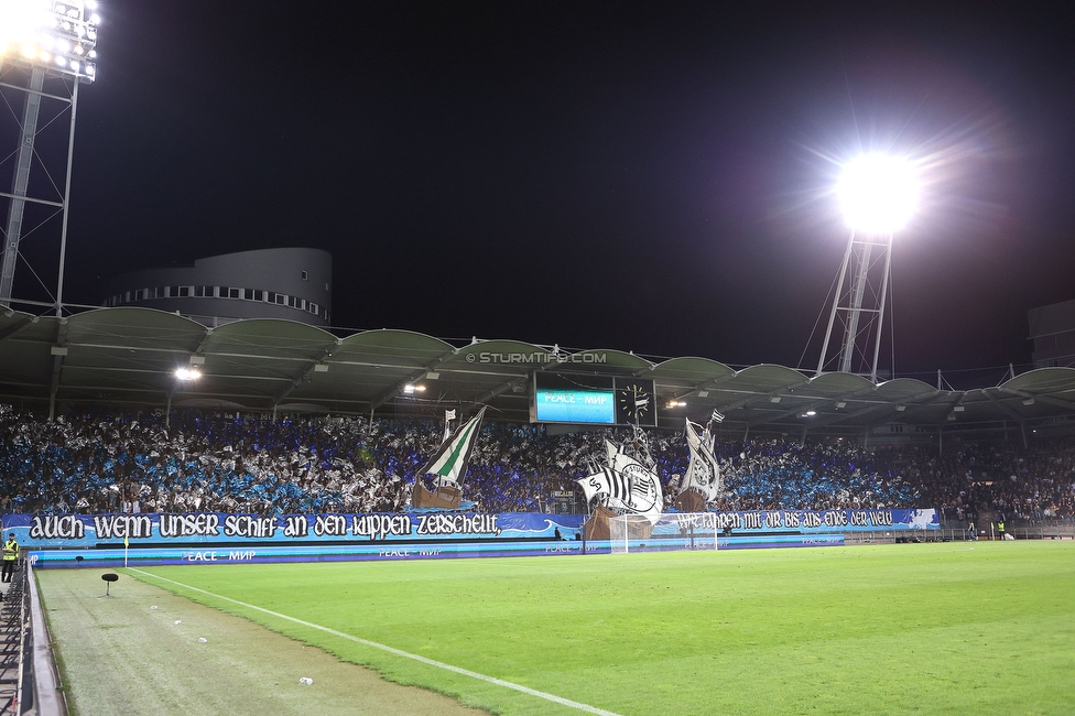 Sturm Graz - Sporting
UEFA Europa League Gruppenphase 1. Spieltag, SK Sturm Graz - Sporting Lissabon, Stadion Liebenau Graz, 21.09.2023. 

Foto zeigt Fans von Sturm mit einer Choreografie
