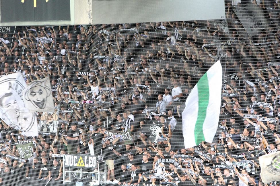 Sturm Graz - Sporting
UEFA Europa League Gruppenphase 1. Spieltag, SK Sturm Graz - Sporting Lissabon, Stadion Liebenau Graz, 21.09.2023. 

Foto zeigt Fans von Sturm mit einer Choreografie
