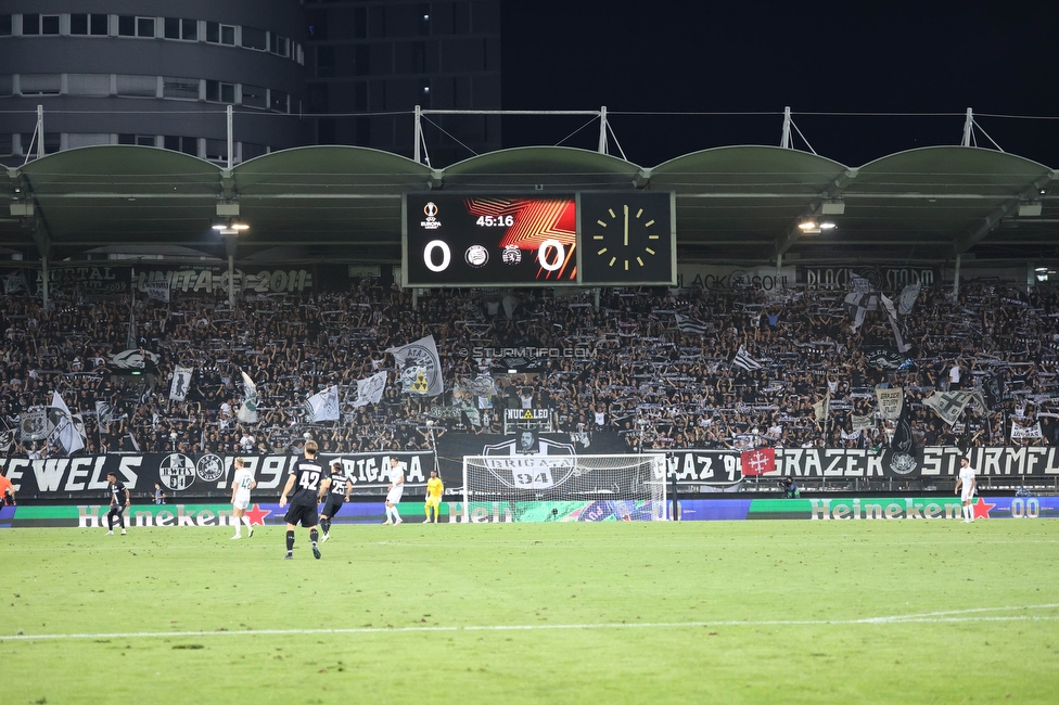 Sturm Graz - Sporting
UEFA Europa League Gruppenphase 1. Spieltag, SK Sturm Graz - Sporting Lissabon, Stadion Liebenau Graz, 21.09.2023. 

Foto zeigt Fans von Sturm
Schlüsselwörter: schals