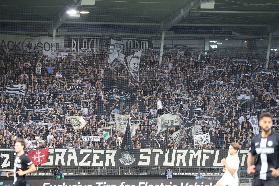 Sturm Graz - Sporting
UEFA Europa League Gruppenphase 1. Spieltag, SK Sturm Graz - Sporting Lissabon, Stadion Liebenau Graz, 21.09.2023. 

Foto zeigt Fans von Sturm
Schlüsselwörter: schals sturmflut