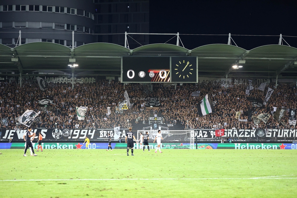 Sturm Graz - Sporting
UEFA Europa League Gruppenphase 1. Spieltag, SK Sturm Graz - Sporting Lissabon, Stadion Liebenau Graz, 21.09.2023. 

Foto zeigt Fans von Sturm
