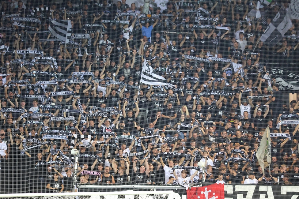 Sturm Graz - Sporting
UEFA Europa League Gruppenphase 1. Spieltag, SK Sturm Graz - Sporting Lissabon, Stadion Liebenau Graz, 21.09.2023. 

Foto zeigt Fans von Sturm
