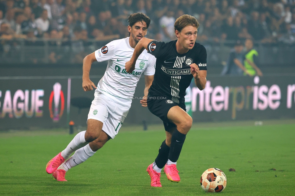 Sturm Graz - Sporting
UEFA Europa League Gruppenphase 1. Spieltag, SK Sturm Graz - Sporting Lissabon, Stadion Liebenau Graz, 21.09.2023. 

Foto zeigt William Boeving (Sturm)
