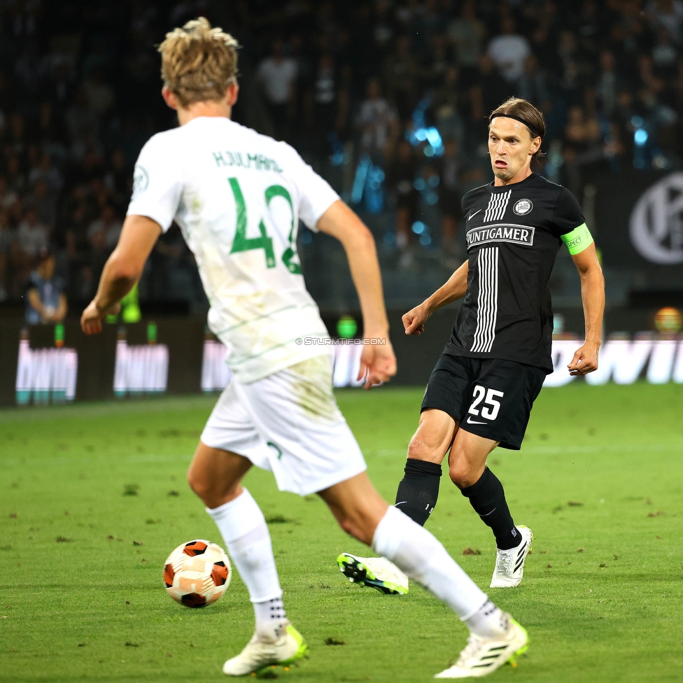 Sturm Graz - Sporting
UEFA Europa League Gruppenphase 1. Spieltag, SK Sturm Graz - Sporting Lissabon, Stadion Liebenau Graz, 21.09.2023. 

Foto zeigt Stefan Hierlaender (Sturm)
