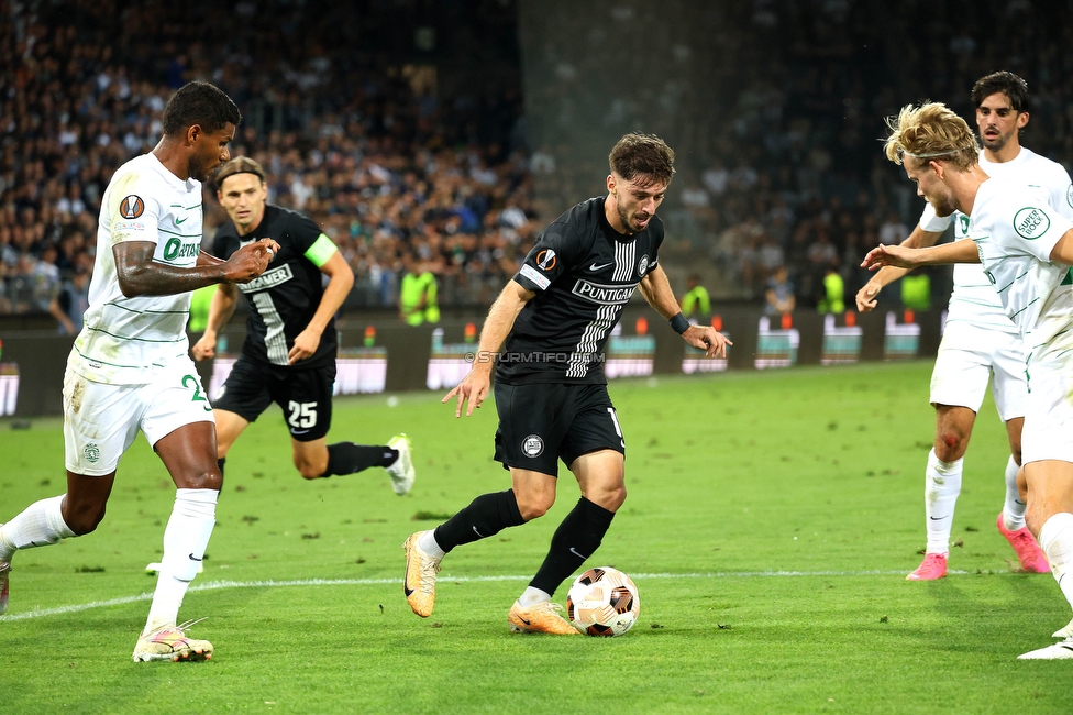 Sturm Graz - Sporting
UEFA Europa League Gruppenphase 1. Spieltag, SK Sturm Graz - Sporting Lissabon, Stadion Liebenau Graz, 21.09.2023. 

Foto zeigt Otar Kiteishvili (Sturm)
