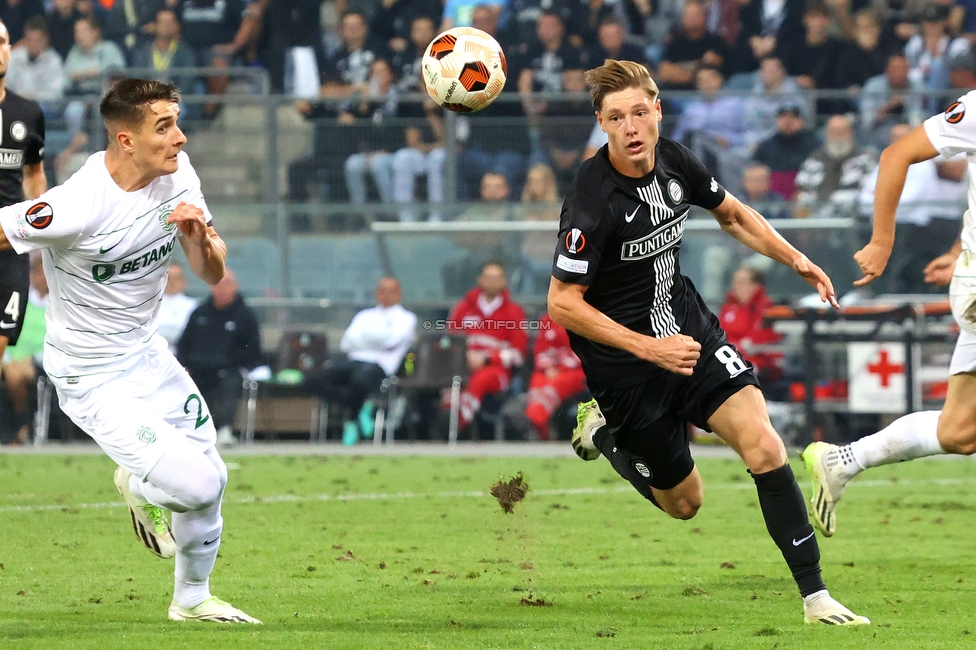 Sturm Graz - Sporting
UEFA Europa League Gruppenphase 1. Spieltag, SK Sturm Graz - Sporting Lissabon, Stadion Liebenau Graz, 21.09.2023. 

Foto zeigt Alexander Prass (Sturm)
