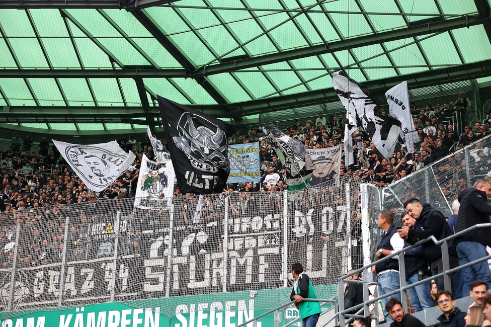 Rapid Wien - Sturm Graz
Oesterreichische Fussball Bundesliga, 8. Runde, SK Rapid Wien - SK Sturm Graz, Weststadion Wien, 24.09.2023. 

Foto zeigt Fans von Sturm
