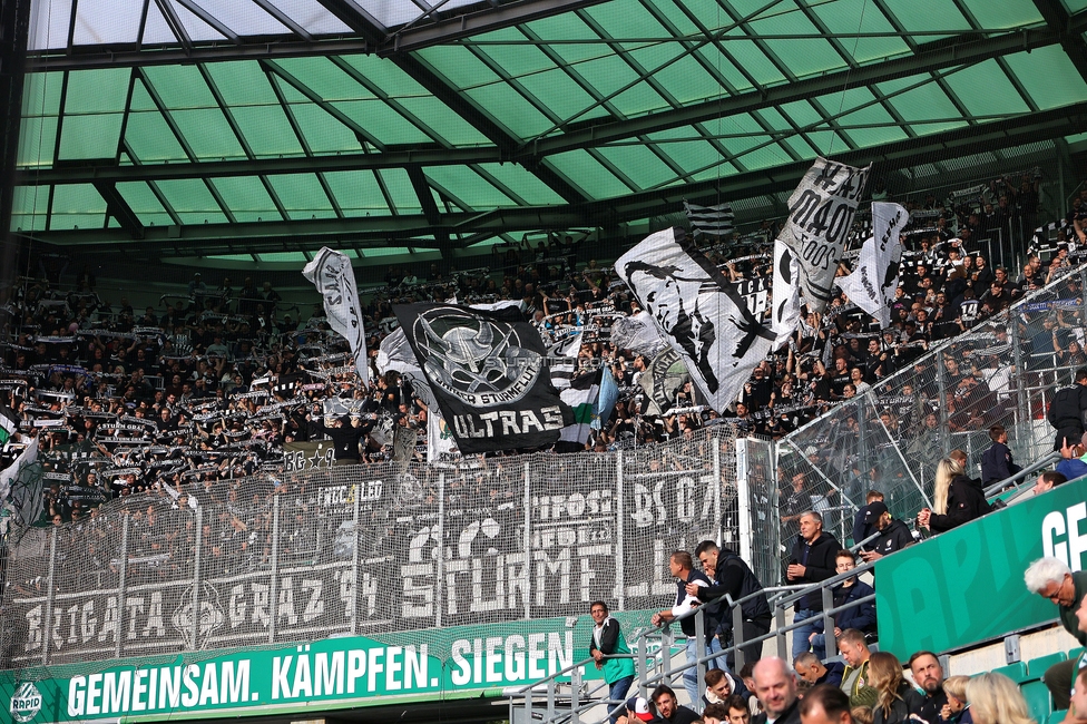 Rapid Wien - Sturm Graz
Oesterreichische Fussball Bundesliga, 8. Runde, SK Rapid Wien - SK Sturm Graz, Weststadion Wien, 24.09.2023. 

Foto zeigt Fans von Sturm
