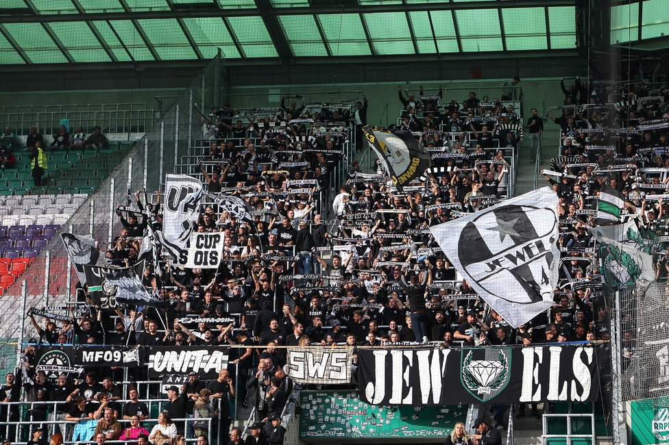 Rapid Wien - Sturm Graz
Oesterreichische Fussball Bundesliga, 8. Runde, SK Rapid Wien - SK Sturm Graz, Weststadion Wien, 24.09.2023. 

Foto zeigt Fans von Sturm
