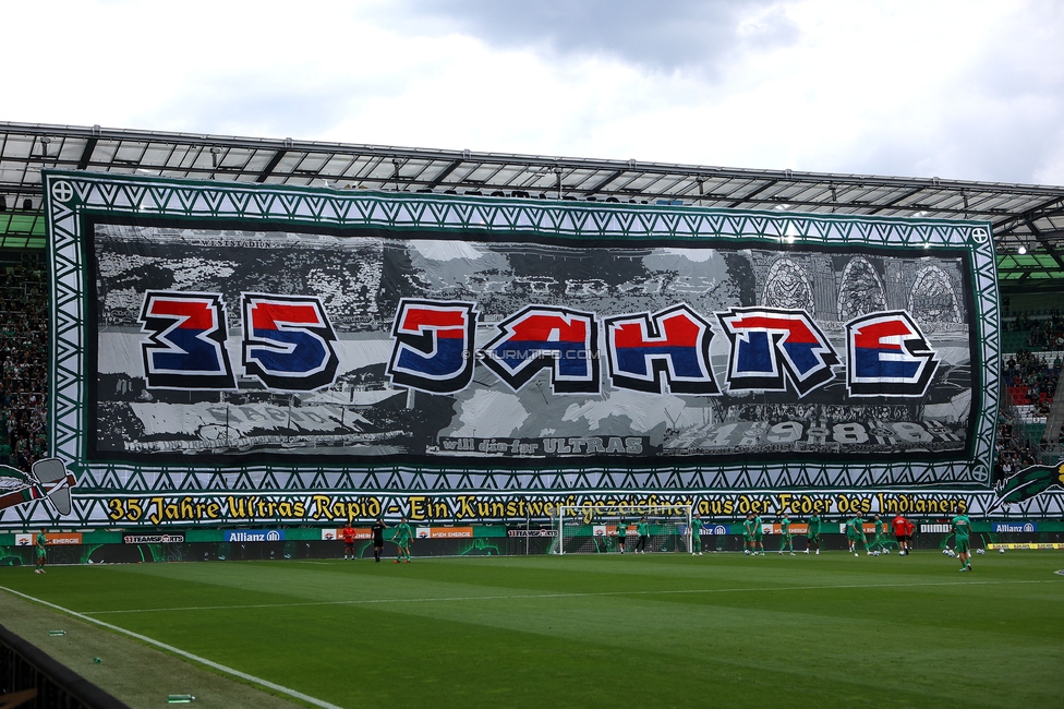 Rapid Wien - Sturm Graz
Oesterreichische Fussball Bundesliga, 8. Runde, SK Rapid Wien - SK Sturm Graz, Weststadion Wien, 24.09.2023. 

Foto zeigt Fans von Rapid mit einer Choreografie
