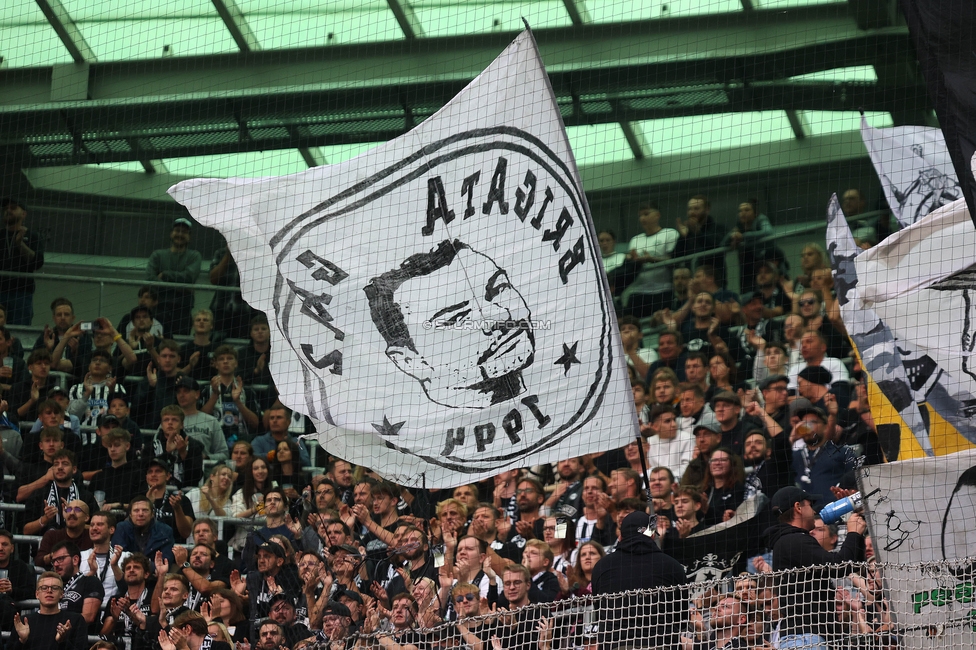 Rapid Wien - Sturm Graz
Oesterreichische Fussball Bundesliga, 8. Runde, SK Rapid Wien - SK Sturm Graz, Weststadion Wien, 24.09.2023. 

Foto zeigt Fans von Sturm
