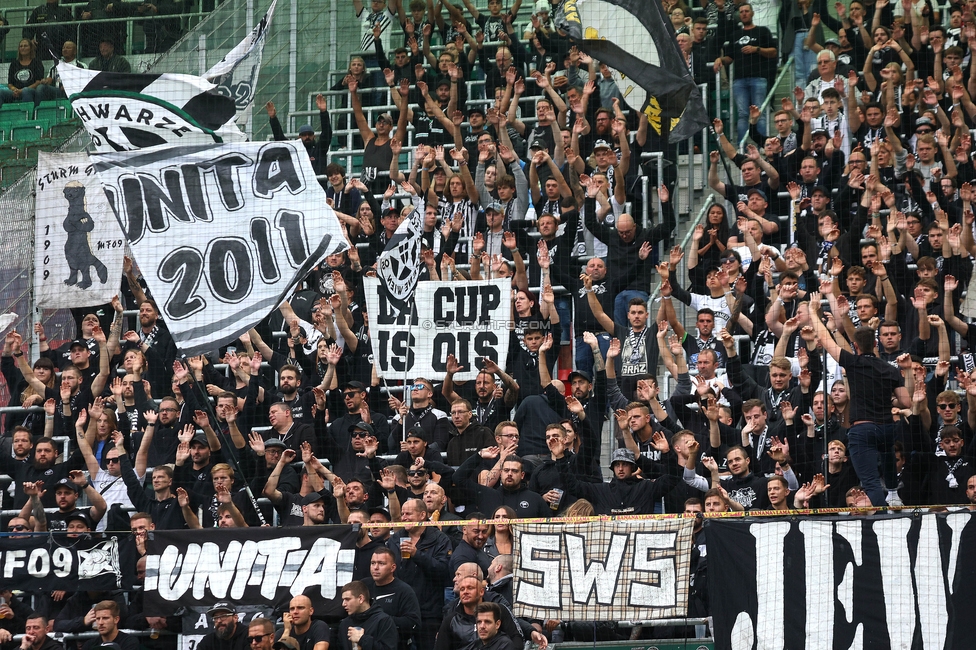 Rapid Wien - Sturm Graz
Oesterreichische Fussball Bundesliga, 8. Runde, SK Rapid Wien - SK Sturm Graz, Weststadion Wien, 24.09.2023. 

Foto zeigt Fans von Sturm
