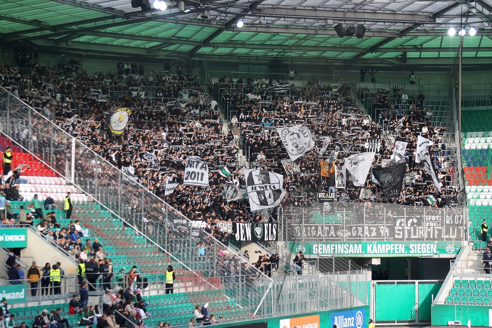 Rapid Wien - Sturm Graz
Oesterreichische Fussball Bundesliga, 8. Runde, SK Rapid Wien - SK Sturm Graz, Weststadion Wien, 24.09.2023. 

Foto zeigt Fans von Sturm
