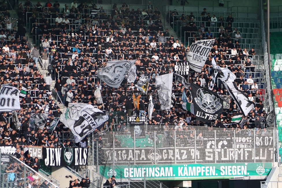 Rapid Wien - Sturm Graz
Oesterreichische Fussball Bundesliga, 8. Runde, SK Rapid Wien - SK Sturm Graz, Weststadion Wien, 24.09.2023. 

Foto zeigt Fans von Sturm
