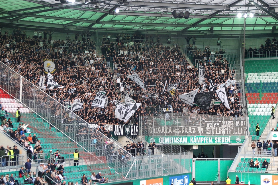 Rapid Wien - Sturm Graz
Oesterreichische Fussball Bundesliga, 8. Runde, SK Rapid Wien - SK Sturm Graz, Weststadion Wien, 24.09.2023. 

Foto zeigt Fans von Sturm
