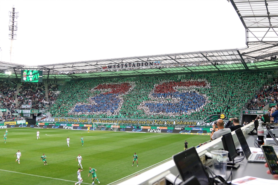 Rapid Wien - Sturm Graz
Oesterreichische Fussball Bundesliga, 8. Runde, SK Rapid Wien - SK Sturm Graz, Weststadion Wien, 24.09.2023. 

Foto zeigt Fans von Rapid mit einer Choreografie
